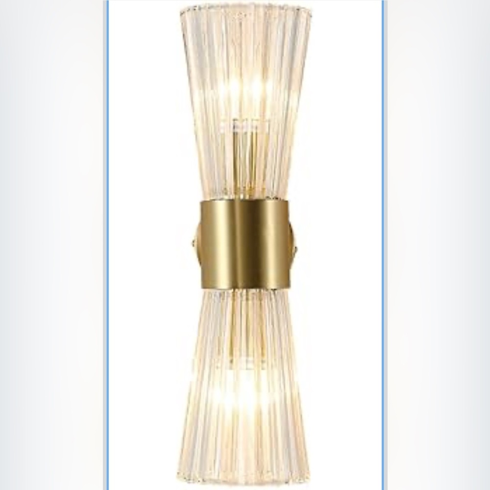 Mid-Century Modern Wall Sconces 2-Light 
Wall Mounted Lamps, Crystal Glass Shade
